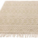 Asra Modern Boho Geometric Hand-Woven Textured Hi-Low Ribbed Bobbled Wool Fringe Flatweave Cream/Beige Rug