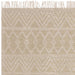 Asra Modern Boho Geometric Hand-Woven Textured Hi-Low Ribbed Bobbled Wool Fringe Flatweave Cream/Beige Rug