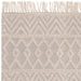 Asra Modern Boho Geometric Hand-Woven Textured Hi-Low Ribbed Bobbled Wool Fringe Flatweave Grey/Cream Rug