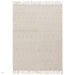 Asra Modern Boho Geometric Hand-Woven Textured Hi-Low Ribbed Bobbled Wool Fringe Flatweave Ivory Rug