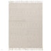 Asra Modern Boho Geometric Hand-Woven Textured Hi-Low Ribbed Bobbled Wool Fringe Flatweave Ivory Rug