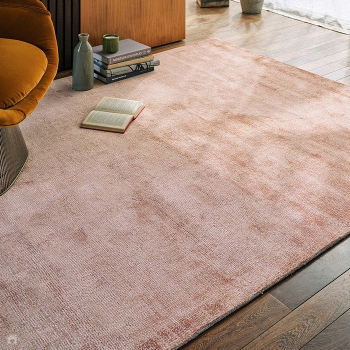 Aston Modern Plain Distressed Shimmer Hand-Woven Textured Viscose Flatweave Copper Rug