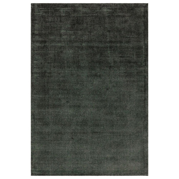 Aston Modern Plain Distressed Shimmer Hand-Woven Textured Viscose Flatweave Green Rug