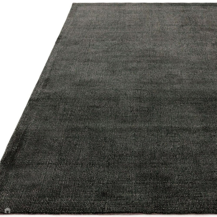 Aston Modern Plain Distressed Shimmer Hand-Woven Textured Viscose Flatweave Green Rug