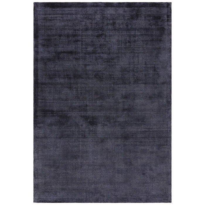 Aston Modern Plain Distressed Shimmer Hand-Woven Textured Viscose Flatweave Navy Rug