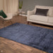 Aston Modern Plain Distressed Shimmer Hand-Woven Textured Viscose Flatweave Navy Rug