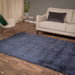 Aston Modern Plain Distressed Shimmer Hand-Woven Textured Viscose Flatweave Navy Rug