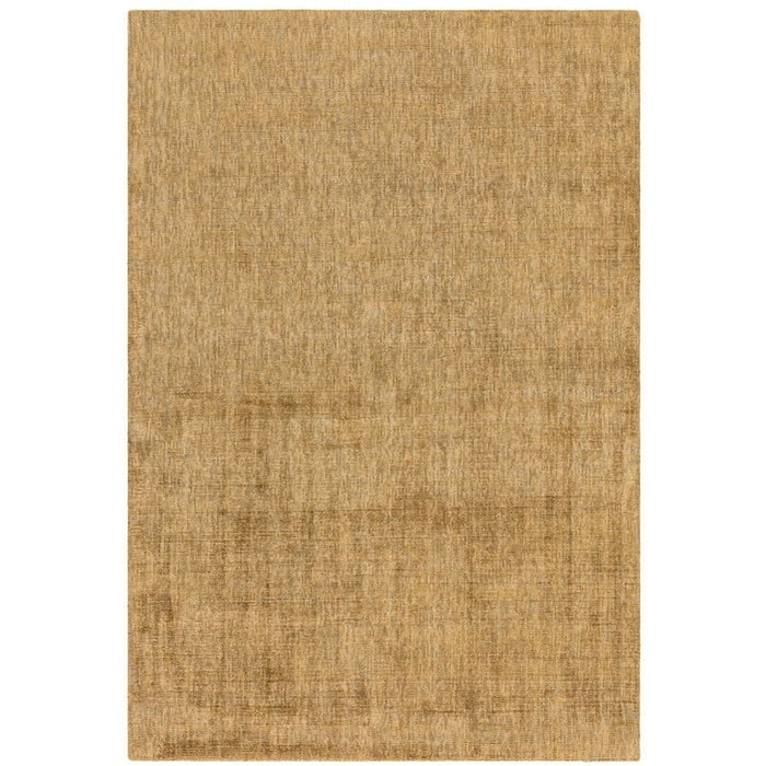 Aston Modern Plain Distressed Shimmer Hand-Woven Textured Viscose Flatweave Ochre Rug