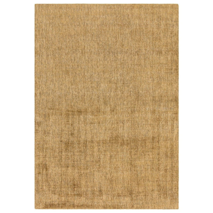 Aston Modern Plain Distressed Shimmer Hand-Woven Textured Viscose Flatweave Ochre Rug