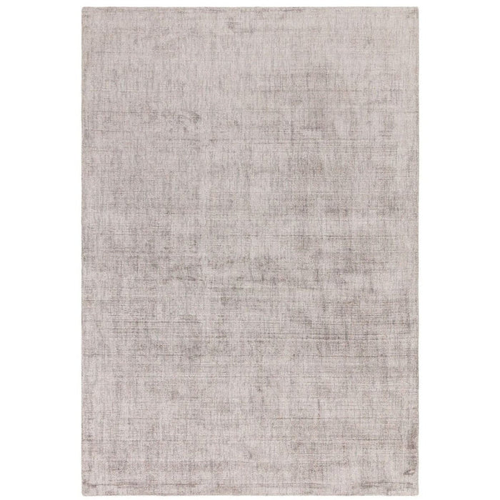 Aston Modern Plain Distressed Shimmer Hand-Woven Textured Viscose Flatweave Silver Rug