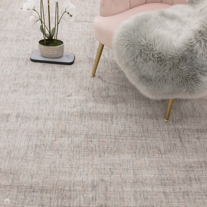 Aston Modern Plain Distressed Shimmer Hand-Woven Textured Viscose Flatweave Silver Rug