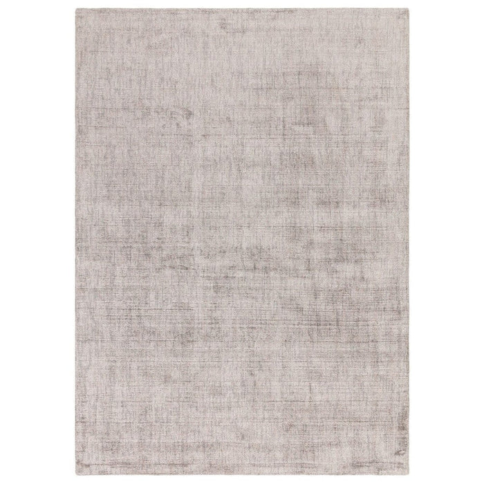 Aston Modern Plain Distressed Shimmer Hand-Woven Textured Viscose Flatweave Silver Rug