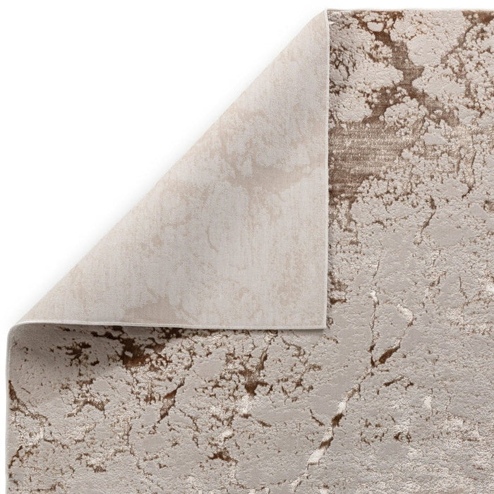 Aurora AU16 Strata Modern Abstract Distressed Marbled Metallic Shimmer Textured High-Density Soft Smooth Flat-Pile Beige/Bronze/Brown/Champagne/Grey Rug