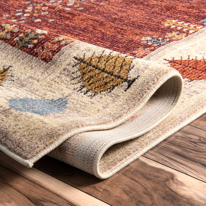 Autumn Floral Area Rug 120x180 cm Beige