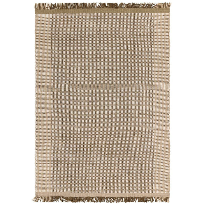 Avalon Modern Plain Beaded Basketweave Hand-Woven Textured Wool Flatweave Forest Green Rug