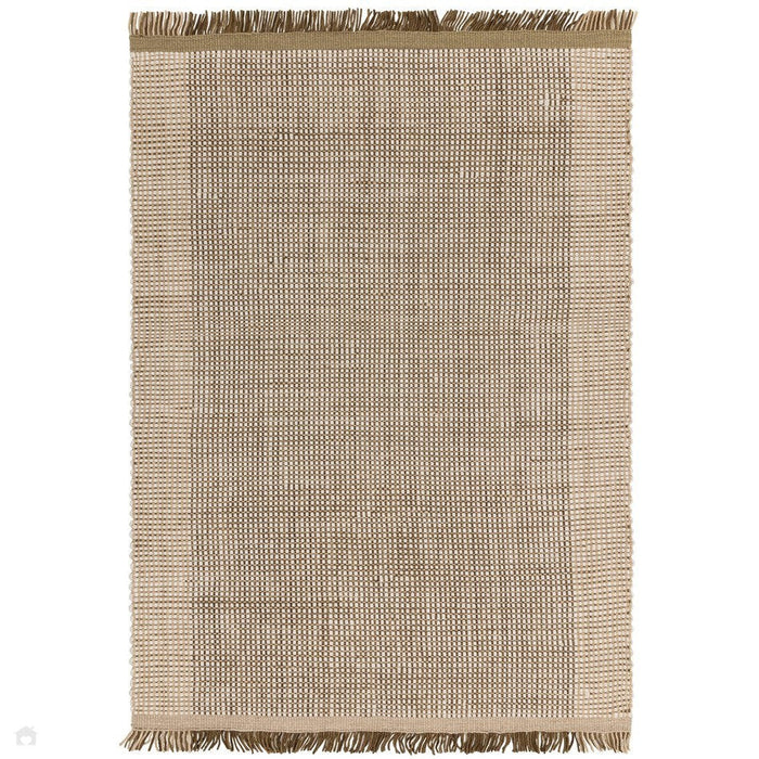 Avalon Modern Plain Beaded Basketweave Hand-Woven Textured Wool Flatweave Forest Green Rug