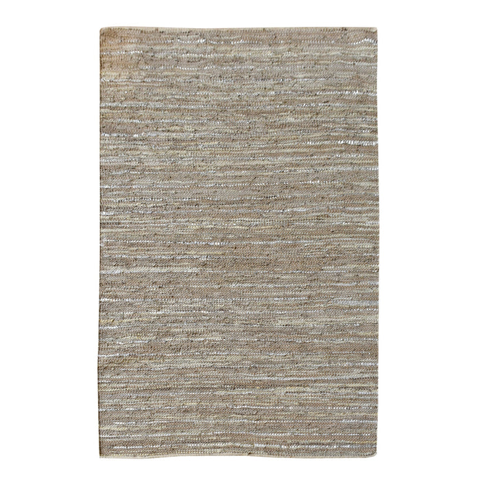 Ayana Hand-Woven Leather Rug in Metallic PU