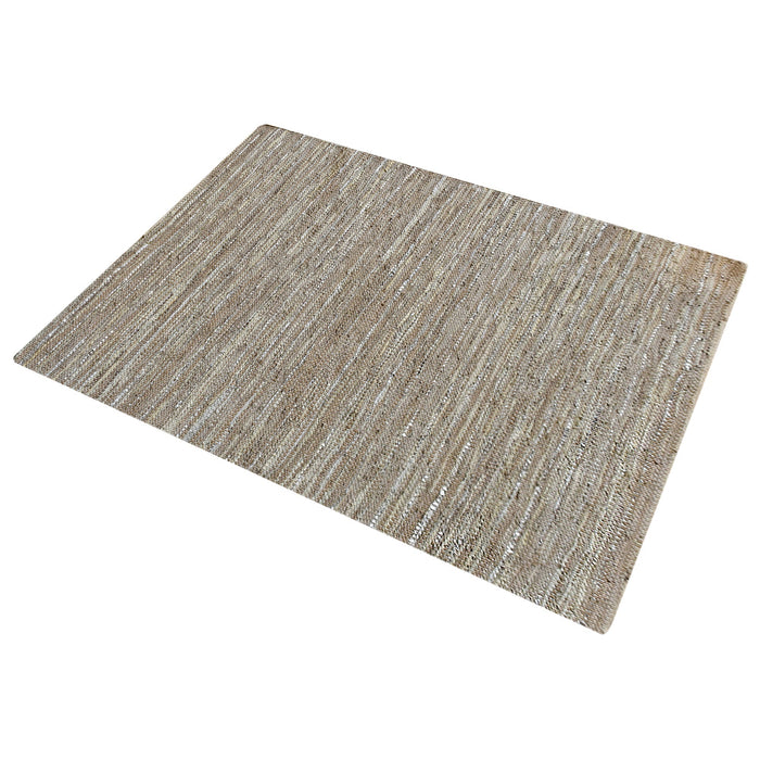 Ayana Hand-Woven Leather Rug in Metallic PU