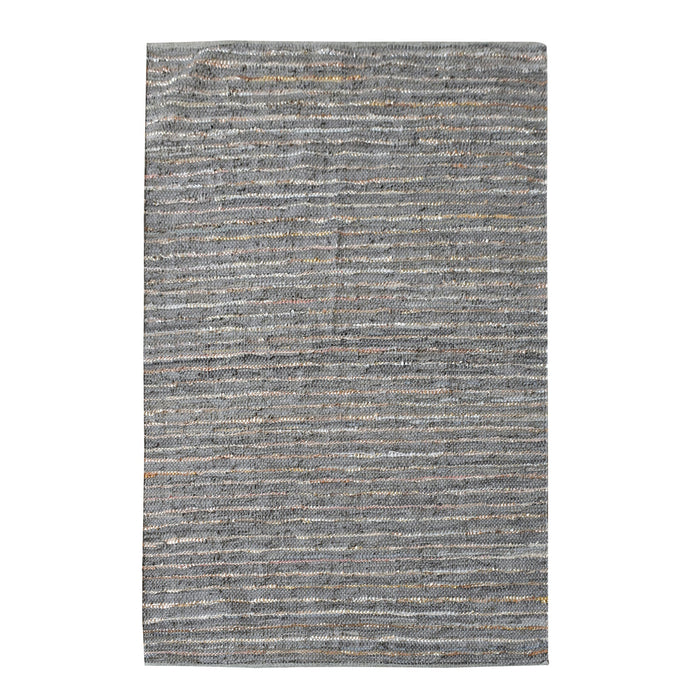 Ayana Hand-Woven Leather Rug in Metallic PU