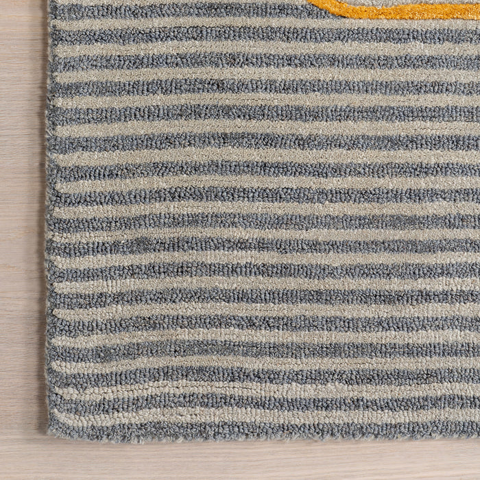 Ayla Blue Striped Area Rug for Modern Interiors