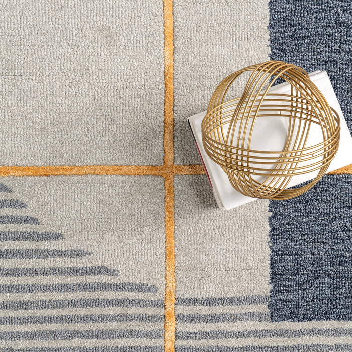 Ayla Blue Striped Area Rug for Modern Interiors