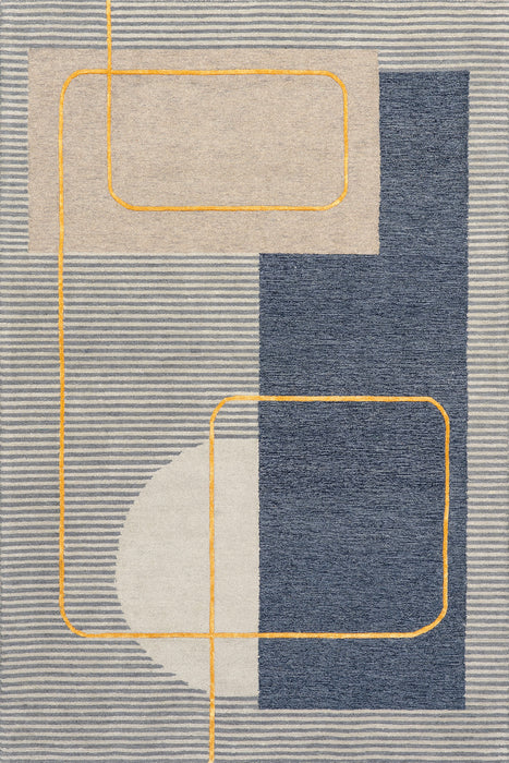 Ayla Blue Striped Area Rug for Modern Interiors