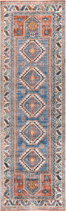 Aztec Blue Fringe Area Rug 150x90 cm