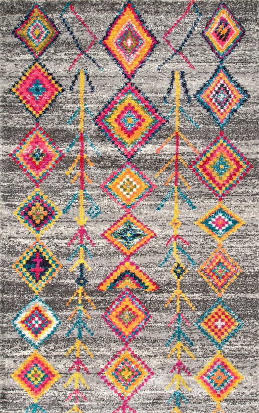 Aztec Diamonds Shag Area Rug Dark Grey 120x180 cm