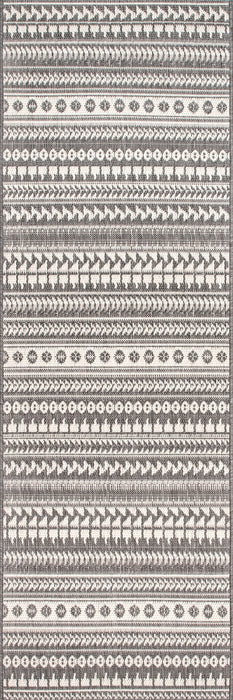 Aztec Geometric Design Indoor Outdoor Rug Grey 150x240 cm