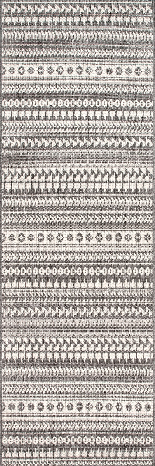 Aztec Geometric Design Indoor Outdoor Rug Grey 150x240 cm