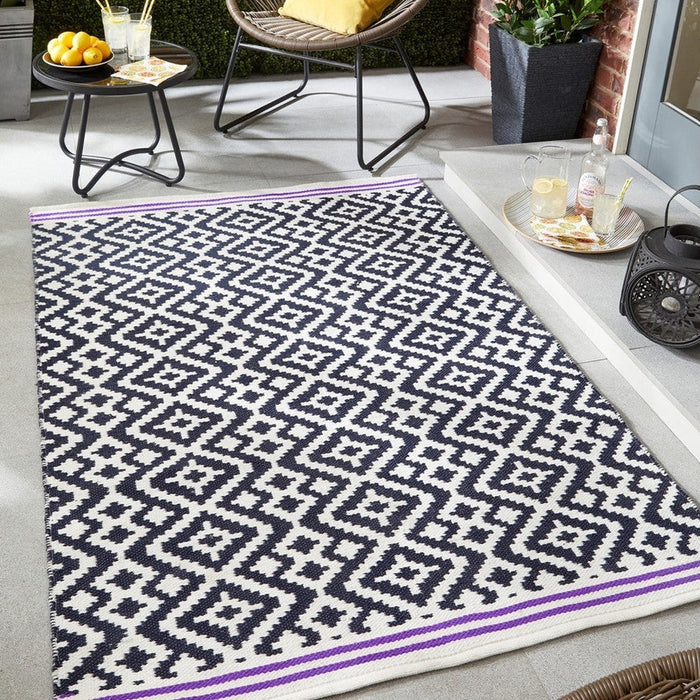 Aztec Grey/Purple Flatweave In-Outdoor Rug