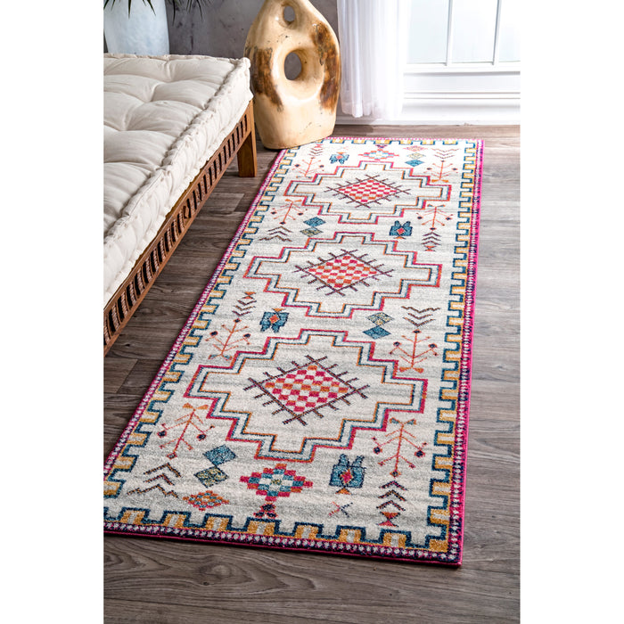 Aztec Pattern Area Rug 160x230cm Silver Design