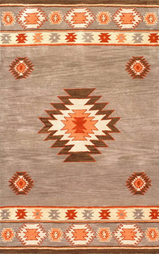 Aztec Pattern Area Rug in Sage Green