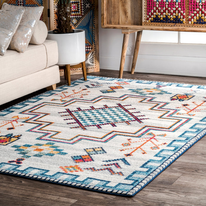 Aztec Pattern Blue Area Rug 120x180 cm