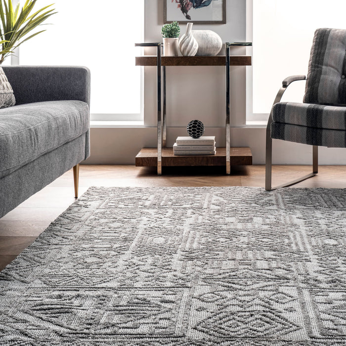 Aztec Pattern Grey Area Rug 160x230 cm