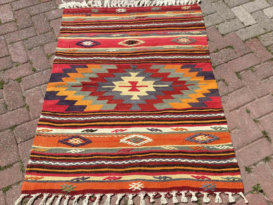 Aztec Pattern Handwoven Vintage Rug 130cm x 100cm