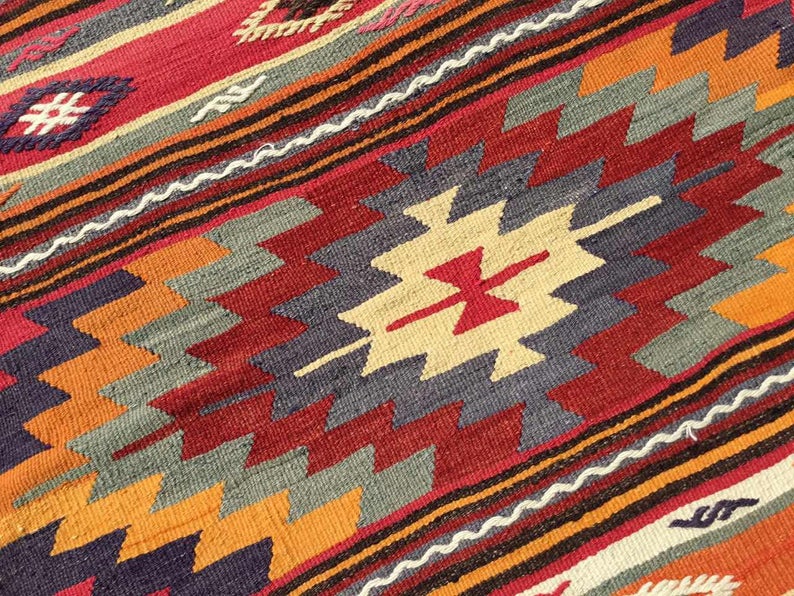 Aztec Pattern Handwoven Vintage Rug 130cm x 100cm