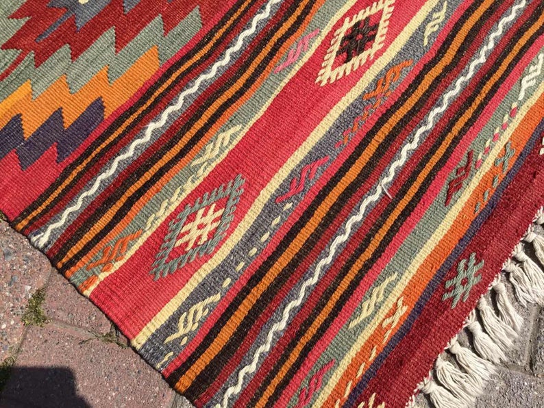 Aztec Pattern Handwoven Vintage Rug 130cm x 100cm