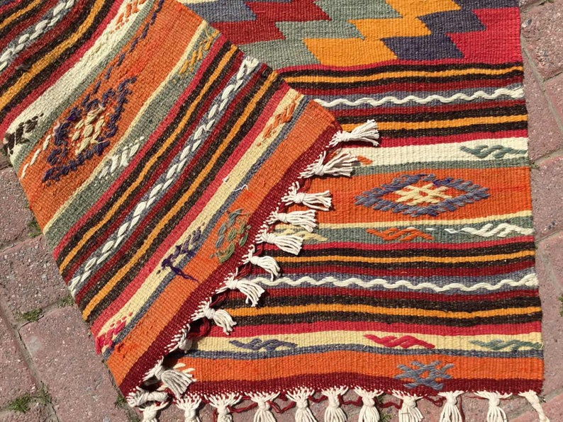 Aztec Pattern Handwoven Vintage Rug 130cm x 100cm