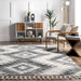 Aztec Pattern Rug 120cm Grey Textured Design