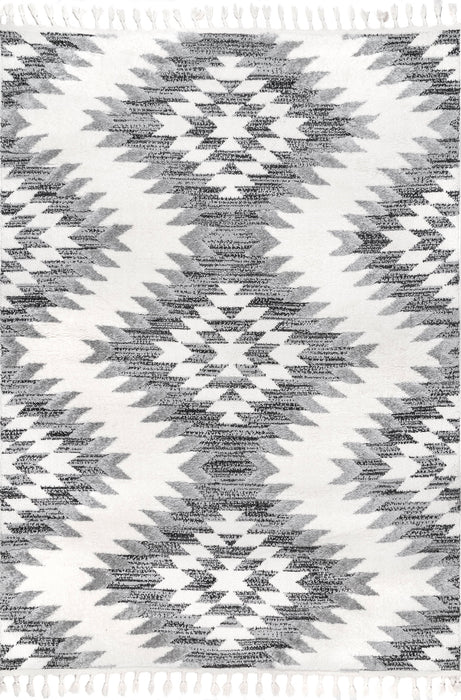 Aztec Pattern Rug 120cm Grey Textured Design