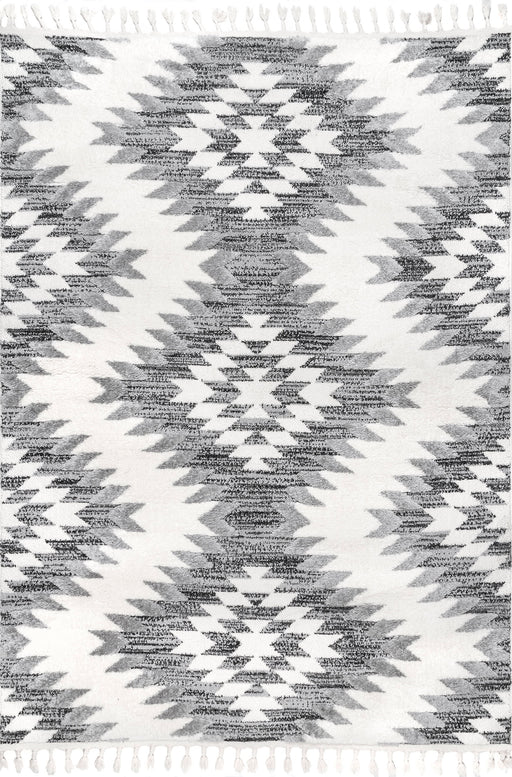 Aztec Pattern Rug 120cm Grey Textured Design