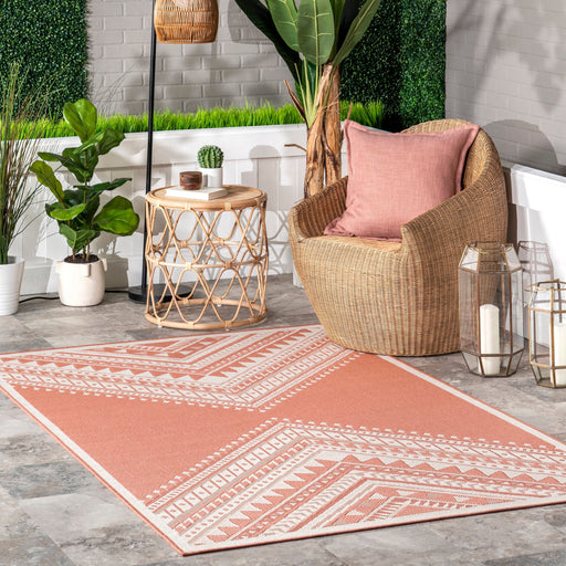 Aztec Prism Area Rug For Indoor Outdoor Use Coral 150x90 cm