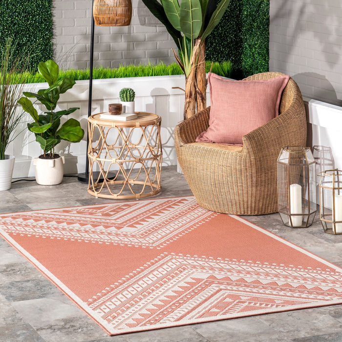 Aztec Prism Area Rug For Indoor Outdoor Use Coral 150x90 cm