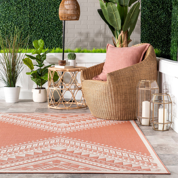 Aztec Prism Area Rug For Indoor Outdoor Use Coral 150x90 cm