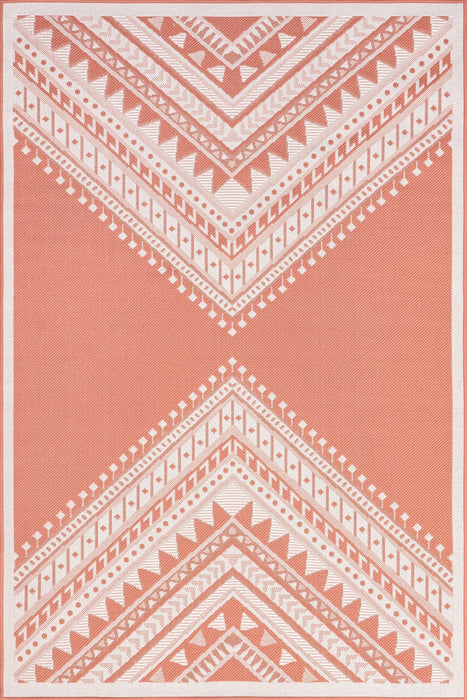 Aztec Prism Area Rug For Indoor Outdoor Use Coral 150x90 cm