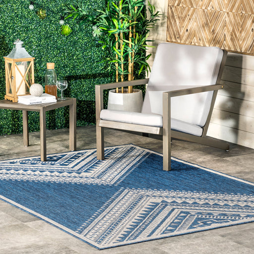 Aztec Prism Rug for Indoor and Outdoor Use in Blue