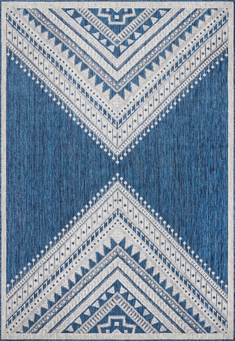 Aztec Prism Rug for Indoor and Outdoor Use in Blue