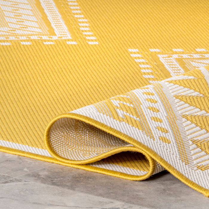 Aztec Prism Yellow Indoor Outdoor Area Rug 140x200 cm