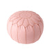 Baby Pink Faux Leather Pouf for Living Room Decor